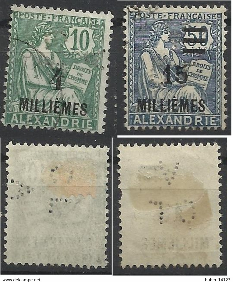 Colonie ALEXANDRIE 2 Timbres CL/A INDICE 4 Perforé Perforés Perfins Perfin - Other & Unclassified