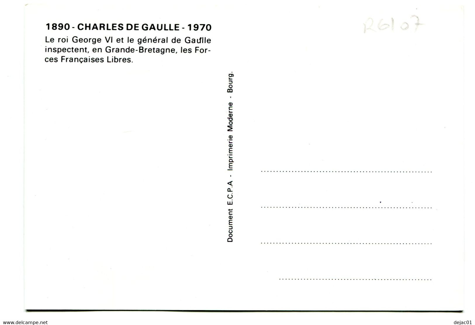 Thème Général De Gaulle - Carte Postale - Avec Le Roi George V - R 6107 - De Gaulle (General)