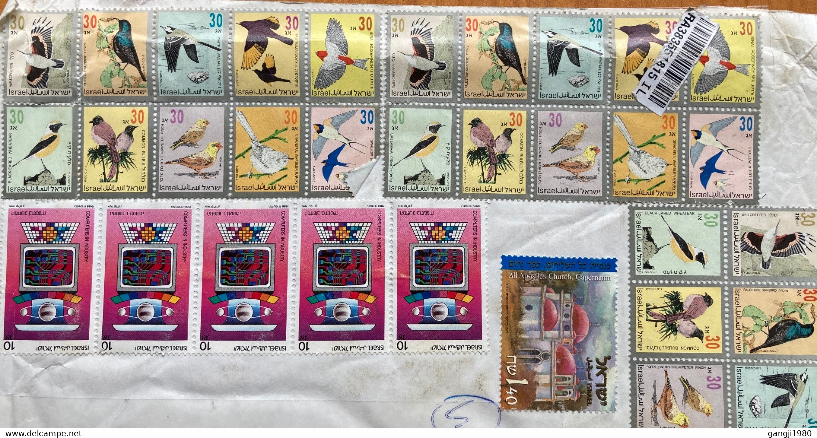 ISRAEL 2018,MULTI FRANKING BIRDS BLOCK,COMPUTER INDUSTRY ,BUILDING,ARCHITECTURE,36 STAMPS MOSTLY UNUSED !!! REGI COVER U - Lettres & Documents