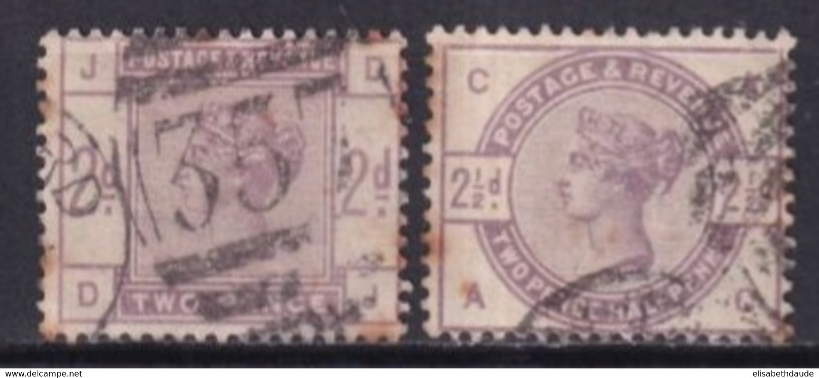 GB - 1883 - YVERT N° 78/79 OBLITERES PETITES ROUSSEURS à LAVER - COTE = 90 EUR - Oblitérés