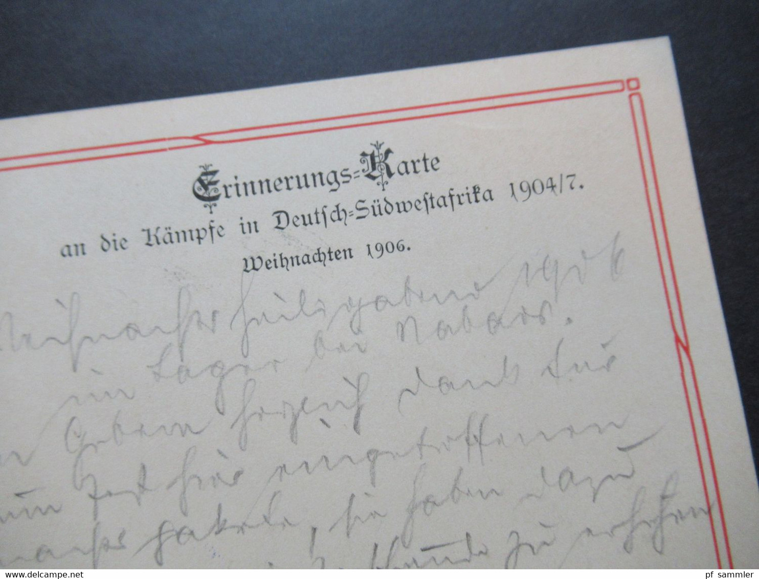 Kolonie Erinnerungs Karte An Die Kämpfe In Deutsch Südwestafrika 1904 / 7 Weihnachten 1906 KOS Stempel Keetmanshoop - Sud-Ouest Africain Allemand