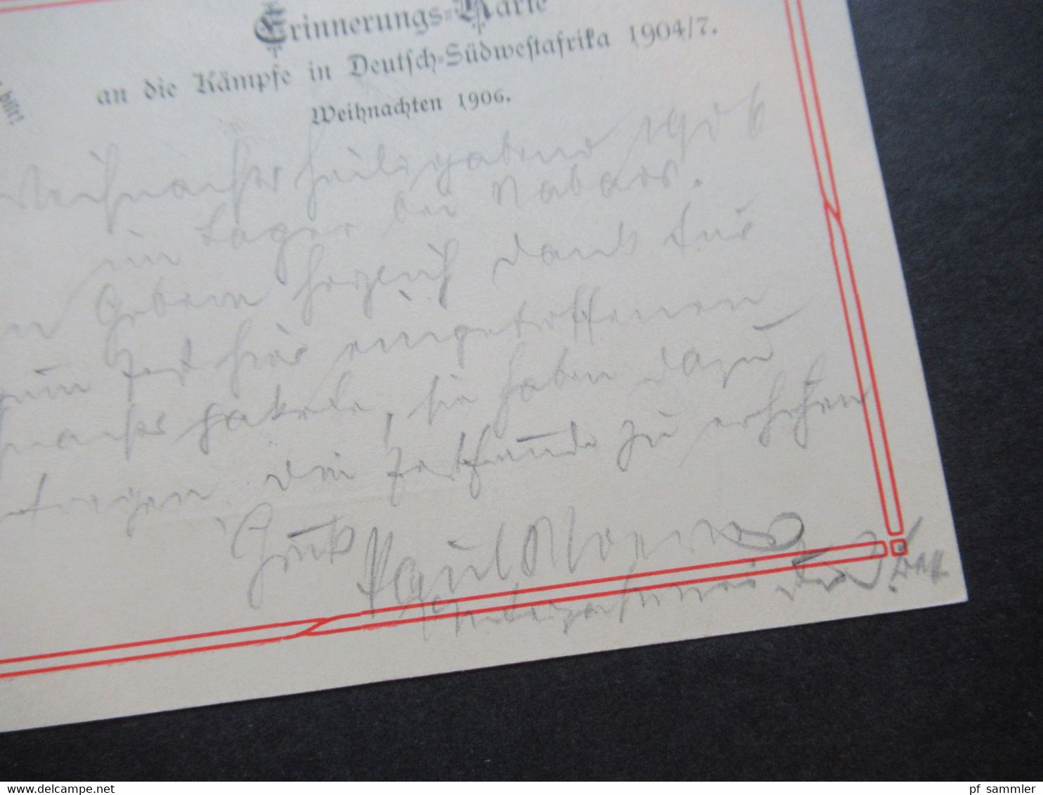 Kolonie Erinnerungs Karte An Die Kämpfe In Deutsch Südwestafrika 1904 / 7 Weihnachten 1906 KOS Stempel Keetmanshoop - Sud-Ouest Africain Allemand