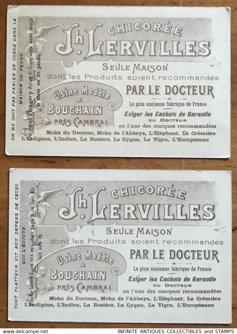 TRADING CARDS X 2=CHICOREE=Jh. LERVILLES=SEULE MAISON=BOUCHAIN PRES CAMBRAI=PAR LE DOCTEUR=FRANCE=FRENCH - Advertising Items