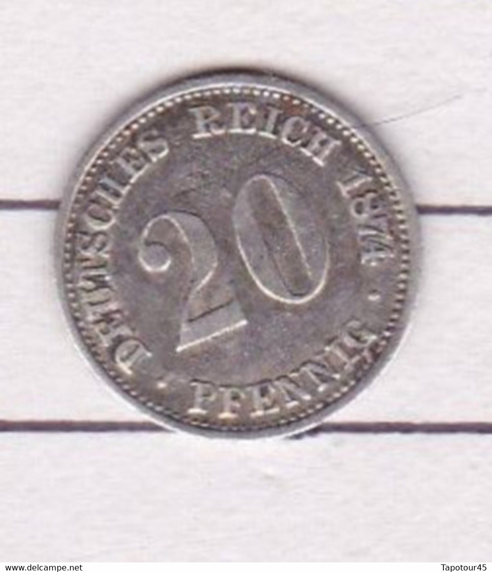 Allemagne	Tp PL21//5	20	Phening	Deutsches Reich 		1874 Berlin	Argent	Avec Le 4 Fermè - 20 Pfennig