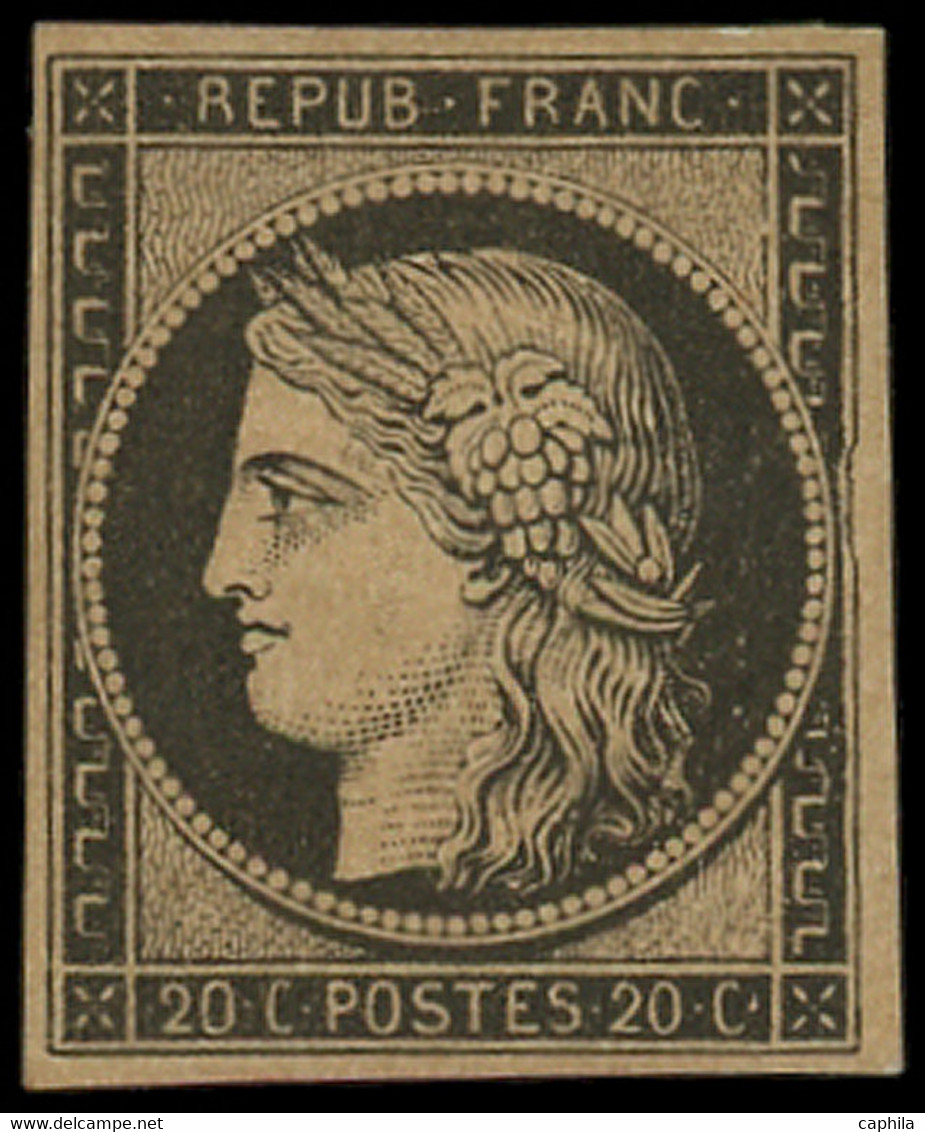 (*) FRANCE - Poste - 3, Variété D'impression Filet De Droite, Signé Buhler: 20c. Noir Sur Jaune - 1849-1850 Ceres