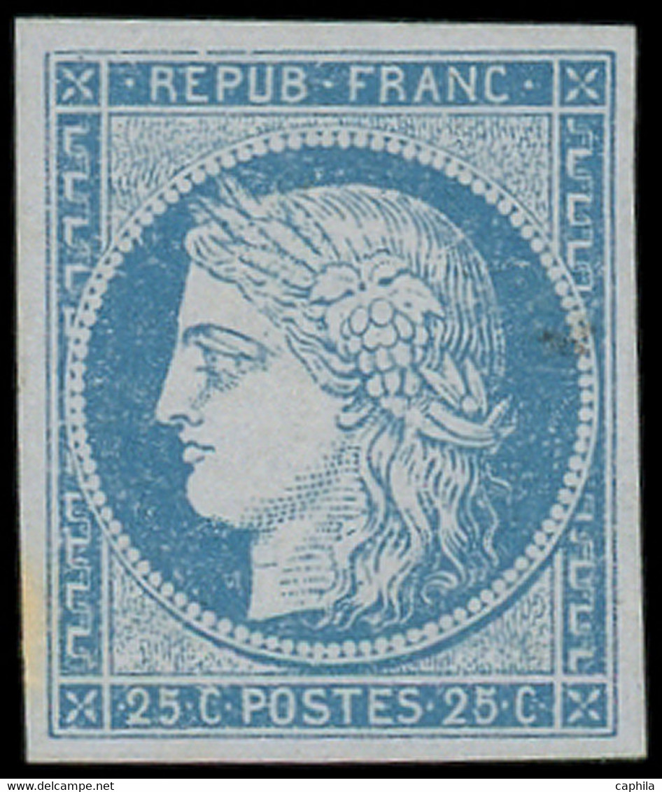 ESS FRANCE - Poste - 4, Essai En Bleu, Papier épais: 25c. Cérès - 1849-1850 Ceres