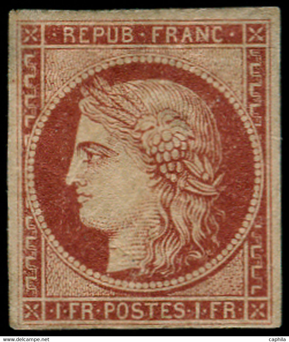 * FRANCE - Poste - 6b, Belle Présentation, Légers Clairs, Signé + Certificat Calves: 1f. Carmin Foncé - 1849-1850 Ceres