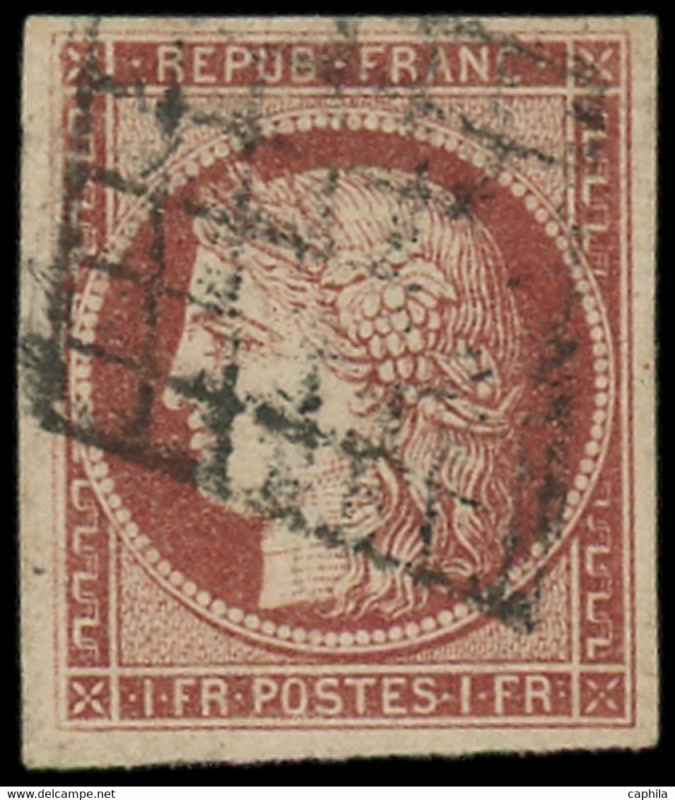 O FRANCE - Poste - 6B, Signé Scheller, Belles Marges: 1f. Carmin-brun - 1849-1850 Cérès