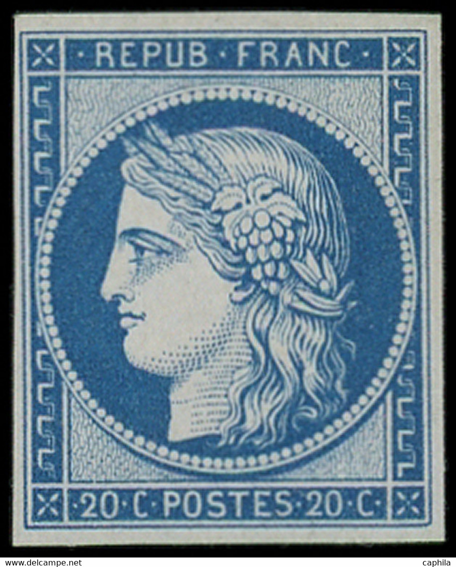 (*) FRANCE - Poste - 8f, Réimpression De 1862, Signé Calves: 20c. Bleu - 1849-1850 Ceres