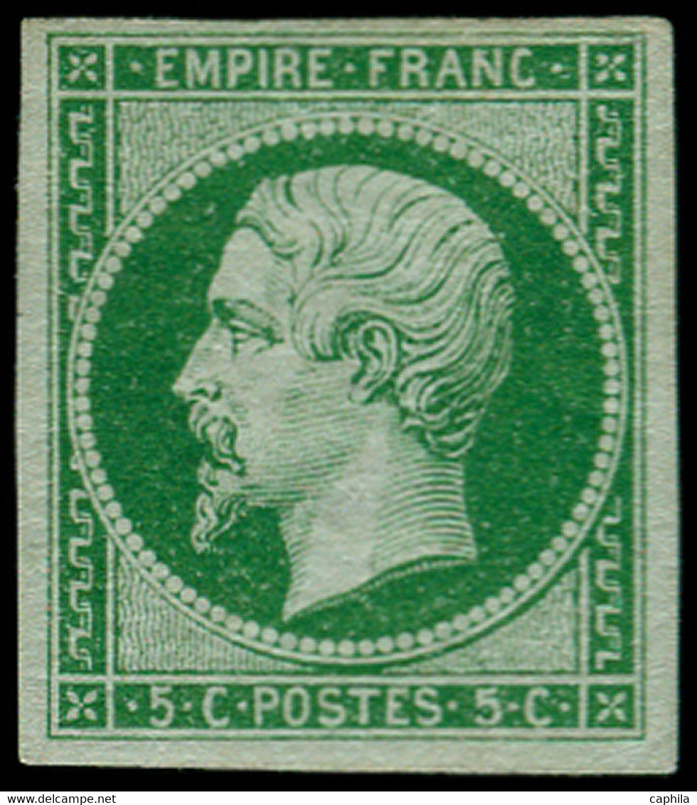 * FRANCE - Poste - 12b, Bel Exemplaire, Signé + Certificat Calves: 5c. Vert Foncé - 1853-1860 Napoléon III.