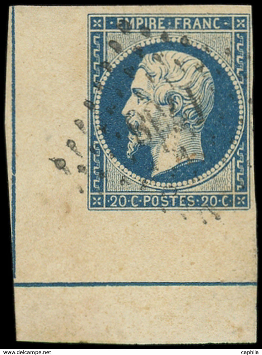 O FRANCE - Poste - 14A, Type I, 2 Filets D'encadrement Dont 1 Touché, Obl PC 1768, Cdf: 20c. Bleu - 1853-1860 Napoléon III.