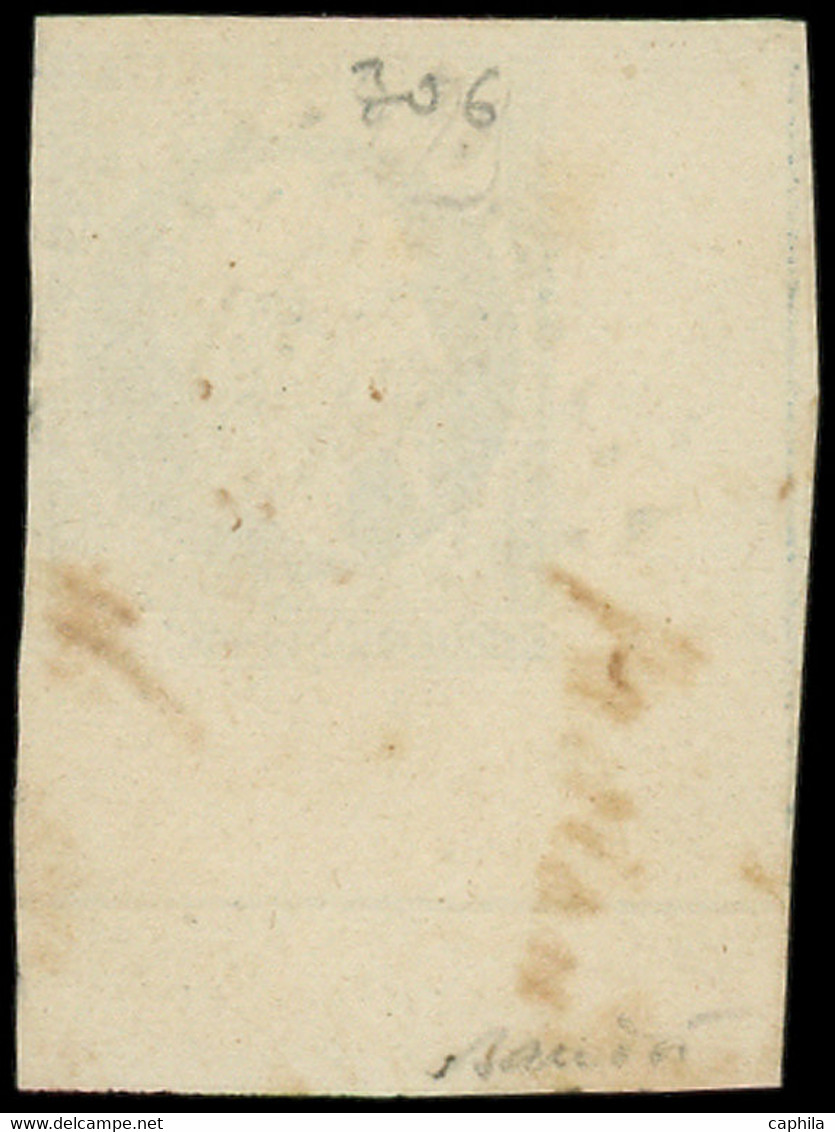 O FRANCE - Poste - 14A, Type I, 2 Filets D'encadrement Dont 1 Touché, Obl PC 1768, Cdf: 20c. Bleu - 1853-1860 Napoléon III.