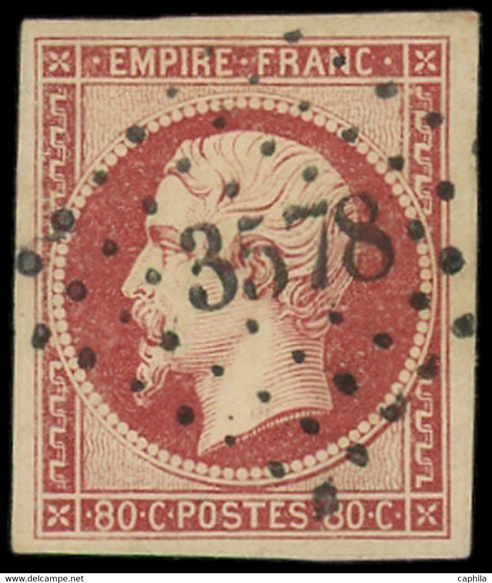 O FRANCE - Poste - 17A, Obl PC 3578, Très Belle Frappe: 80c. Carmin - 1853-1860 Napoléon III.