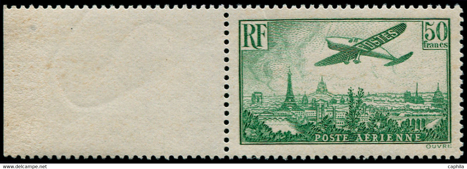 ** FRANCE - Poste Aérienne - 14, Bord De Feuille: 50f. Vert - 1927-1959 Neufs