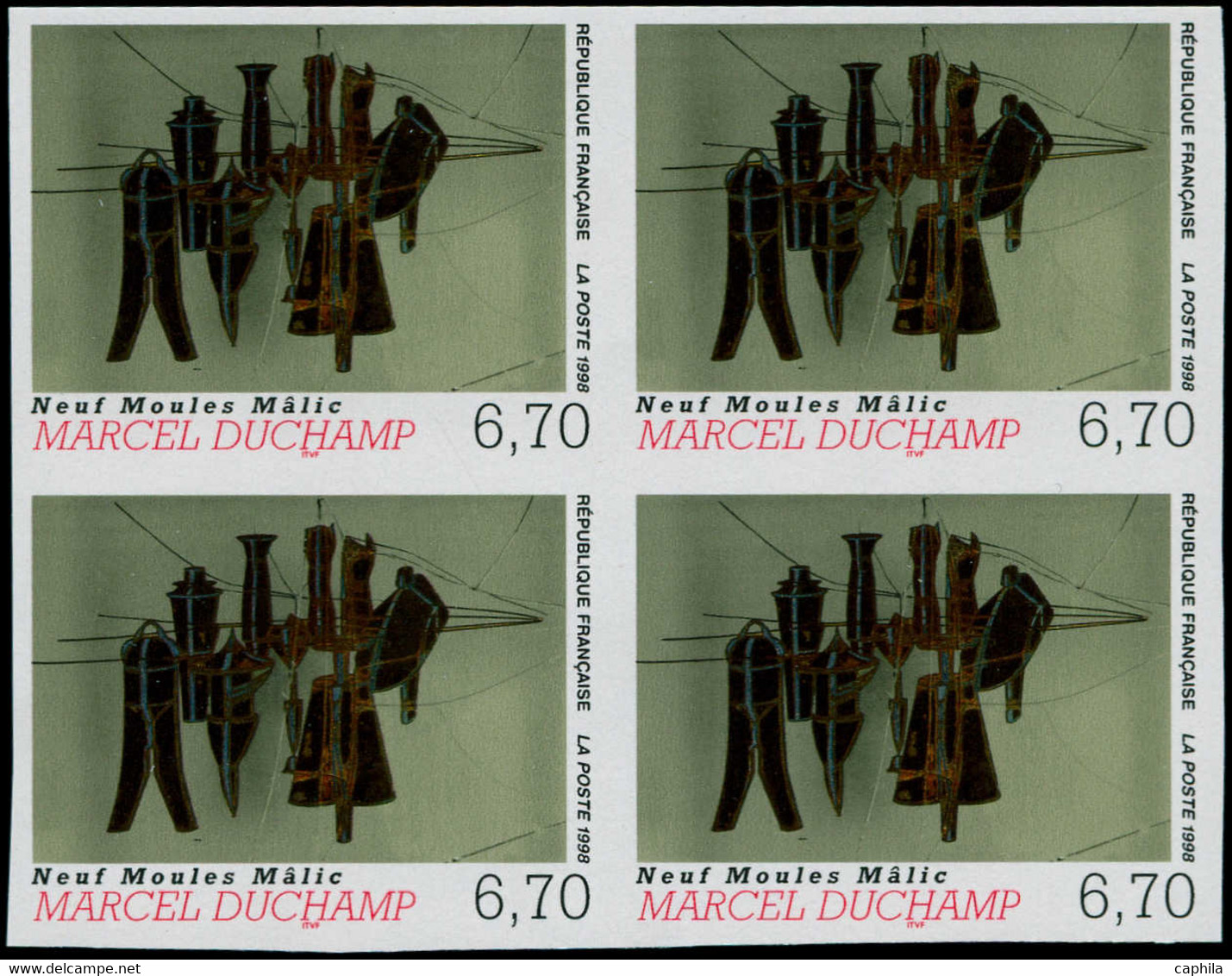 ** FRANCE - Non Dentelés - 3197, Bloc De 4 (50 Timbres Connus): 6.70f. Œuvre De Duchamp - Non Classés