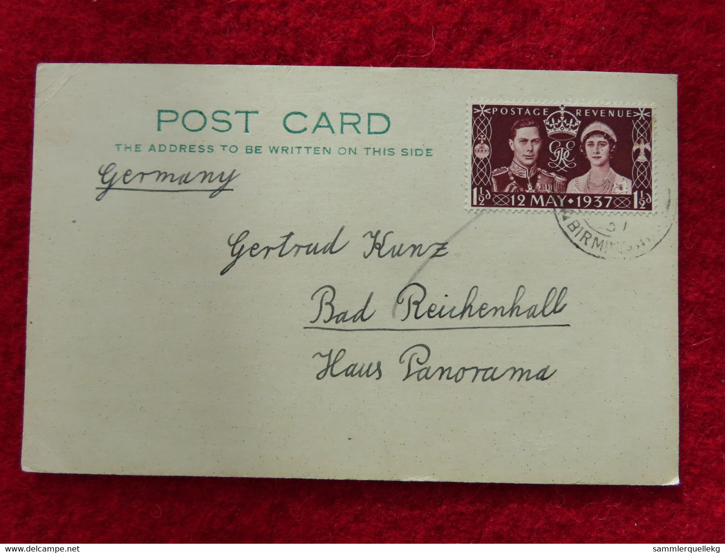 Grossbritannien, Postkarte Gelaufen 11. 8. 1937 (Nr.3844) - Briefe U. Dokumente