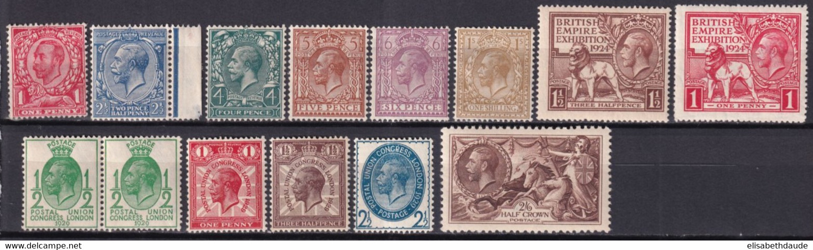 GB - YVERT N°130+163+165/167+170+171/172+179/182+198 **/* MNH/MH - COTE = 215 EUR. - Unused Stamps