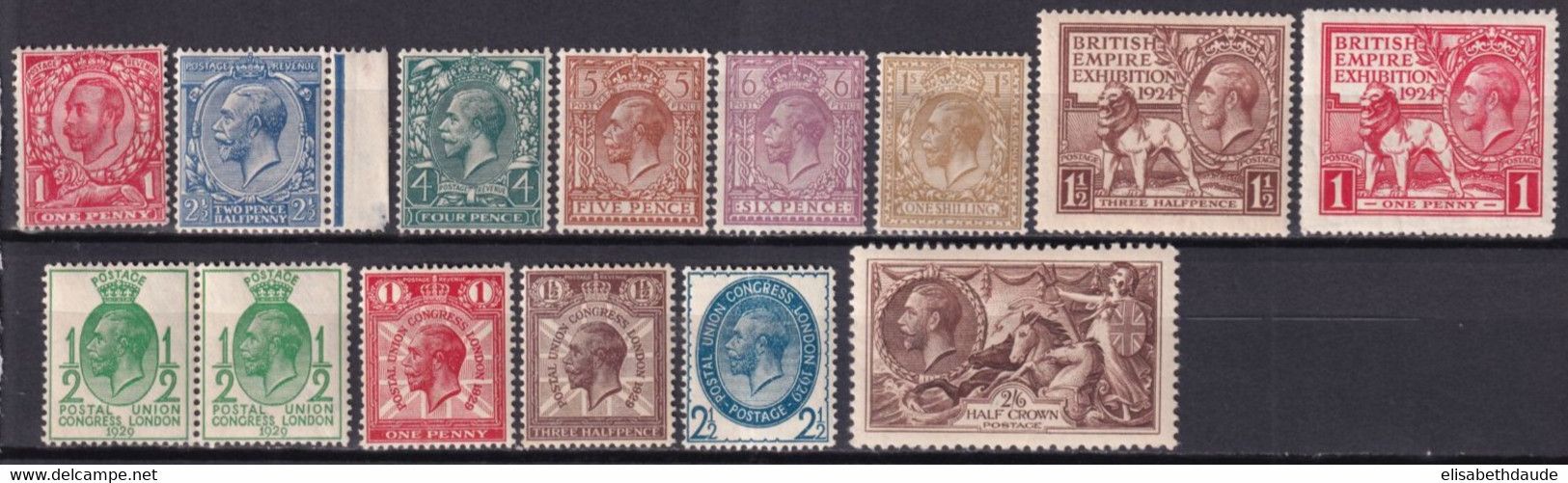 GB - YVERT N°130+163+165/167+170+171/172+179/182+198 **/* MNH/MH - COTE = 215 EUR. - Ungebraucht