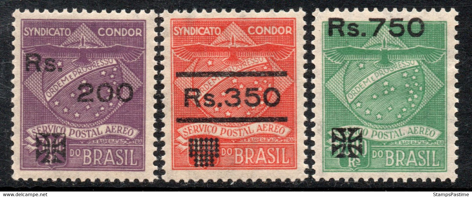BRASIL – BRAZIL Rara Serie X 3 Sellos Mint COMPAÑÍA CÓNDOR REVALORIZADOS Año 1930 – Valorizados En Catálogo € 24,00 - Posta Aerea (società Private)
