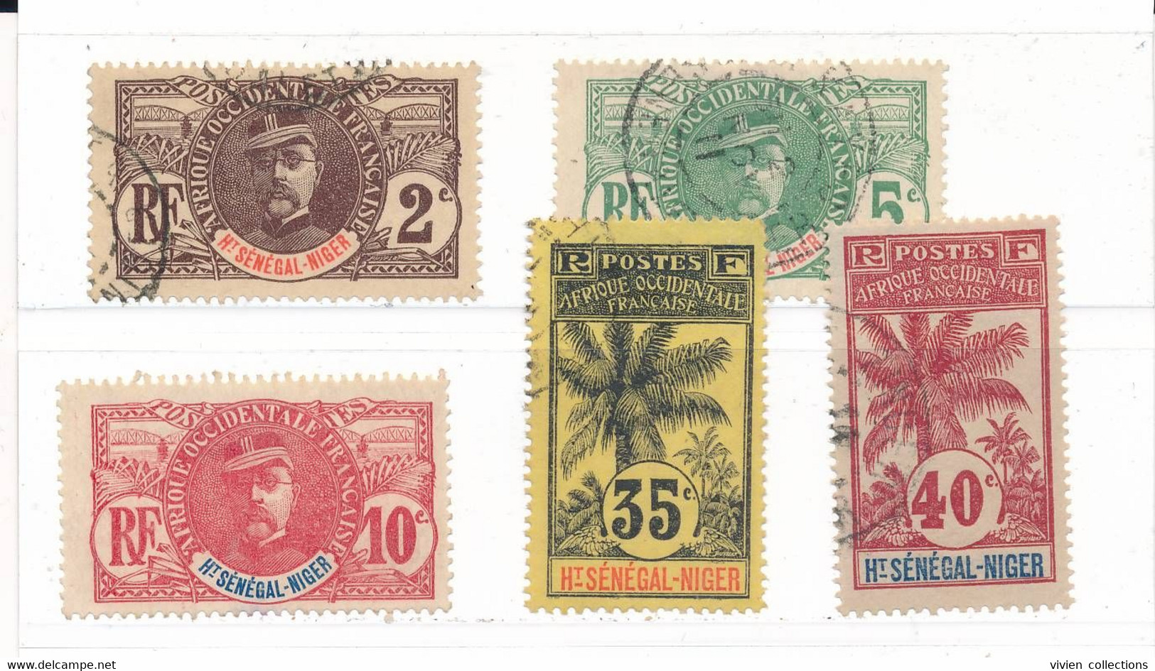 Haut Sénégal Et Niger Timbres De La Série Des Palmiers N° 2, 4, 5, 10 Et 11 Oblitérés (N° 5 Neuf Avec Charnière) - Used Stamps