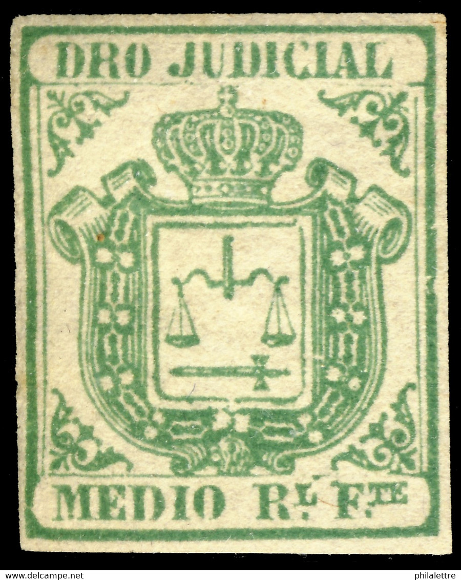 DEPENDENCIAS ESPAÑOLAS - Derecho Judicial (1856/65) 1/2 R Verde - Nuevo / Mint * (con Goma) - Fiscali