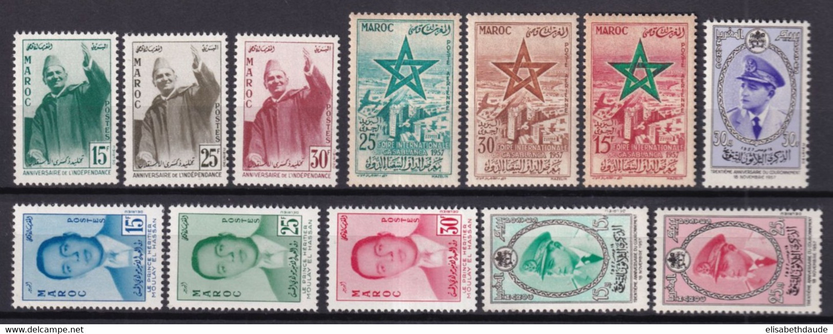 MAROC - ANNEE 1957 ** MNH COMPLETE Avec POSTE AERIENNE - COTE YVERT = 32 EURO - Marokko (1956-...)