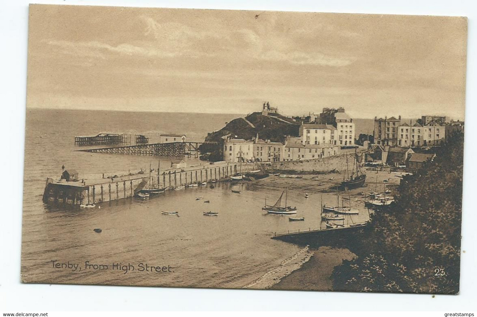 Wales Postcard Unused Tenby From High Street - Pembrokeshire