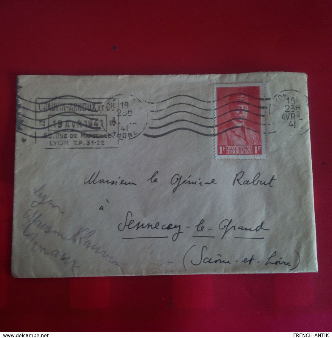 LETTRE LYON POUR SENNECEY LE GRAND 1941 - Briefe U. Dokumente