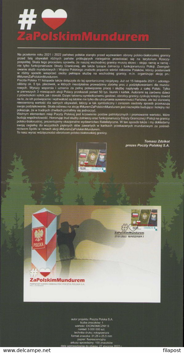 Poland 2022 Booklet / #ZaPolskimMundurem, Services Polish Army, Border Guard, Police / With Stamp MNH** New!!! - Markenheftchen