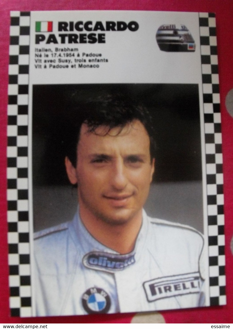 Carte Postale Ricardo Patrese. Saison 1986-1987 De Formule 1. Championnat Du Monde - Sportifs