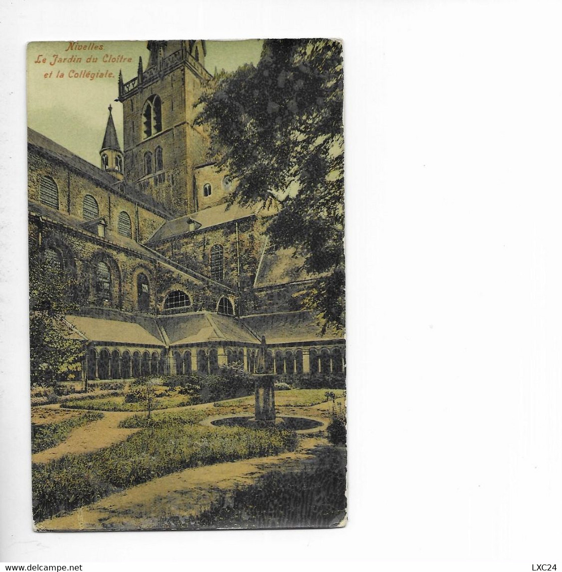 NIVELLES. LE JARDIN DU CLOITRE ET LA COLLEGIALE. - Nijvel