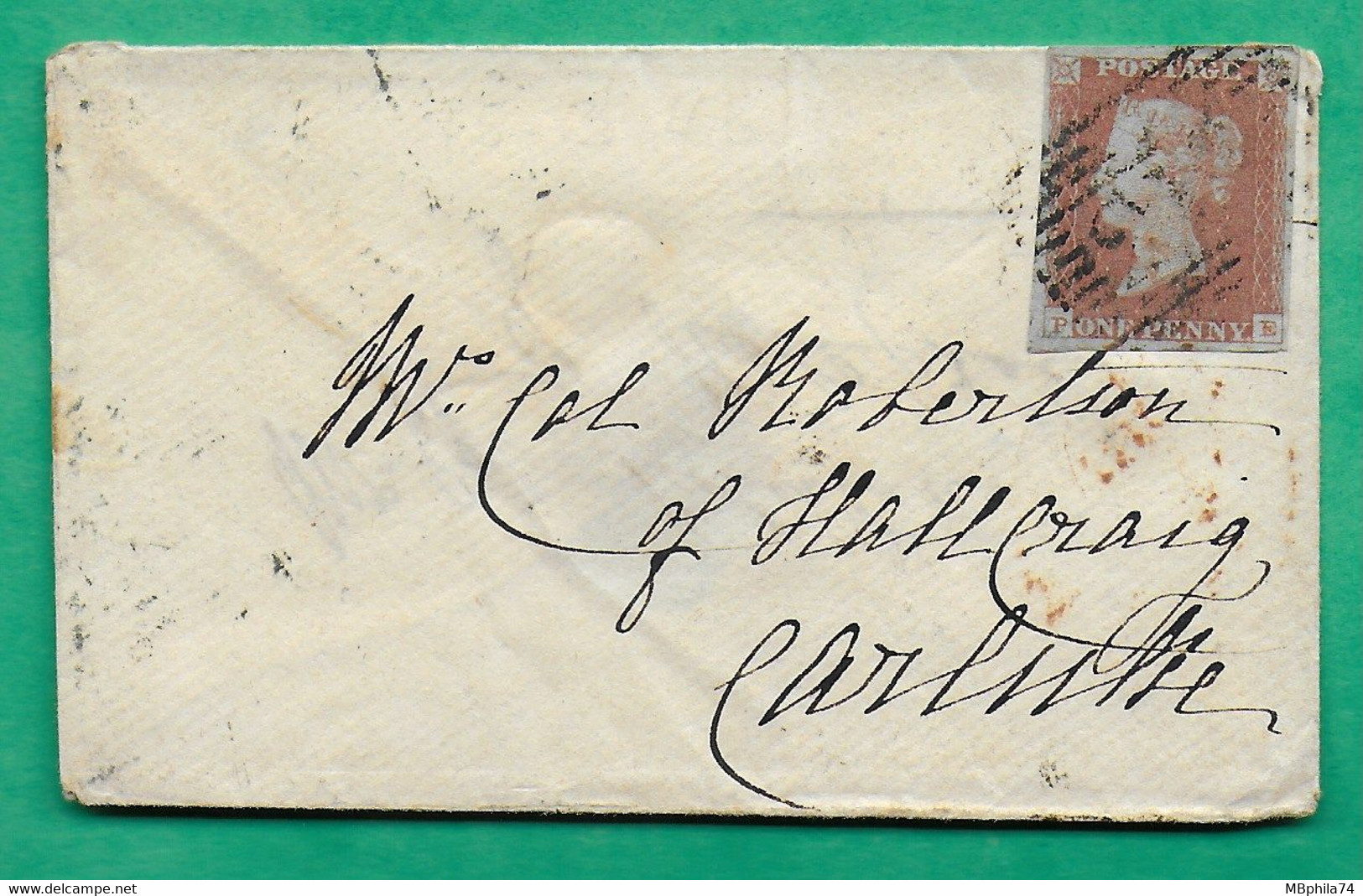 N°3 ONE PENNY RED VICTORIA HAMILTON ENGLAND FOR CARLISLE ? 1848 - Brieven En Documenten