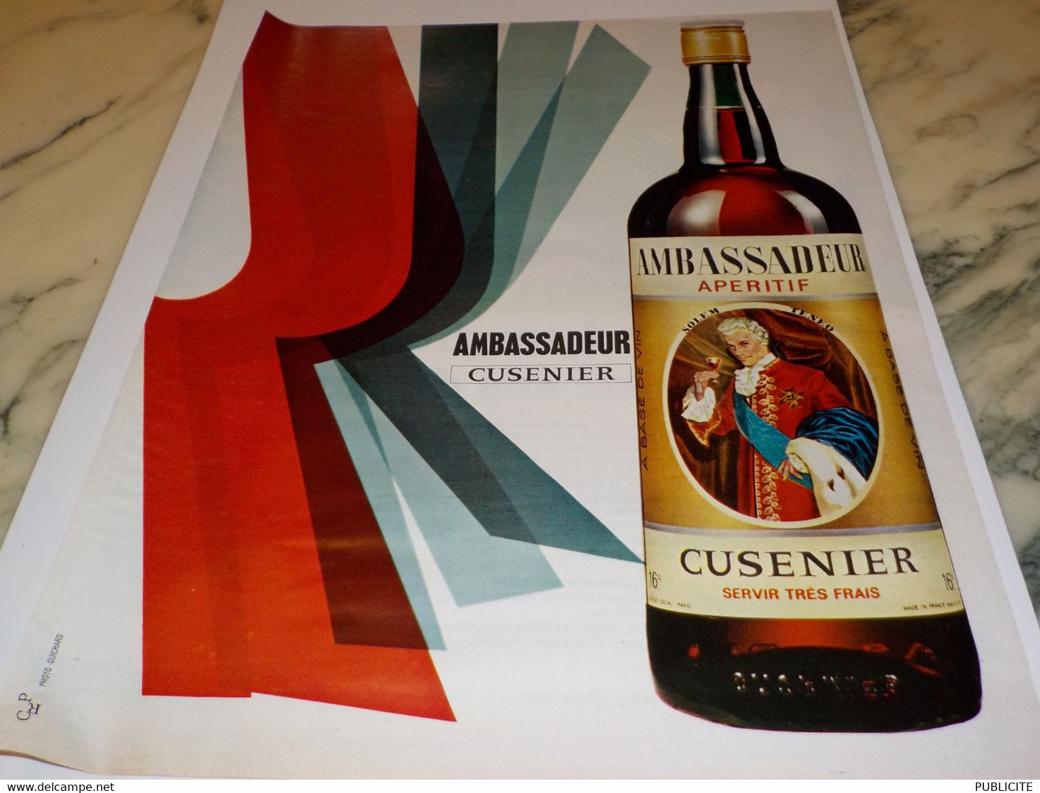 ANCIENNE PUBLICITE AMBASSADEUR  DE CUSENIER 1964 - Alcools