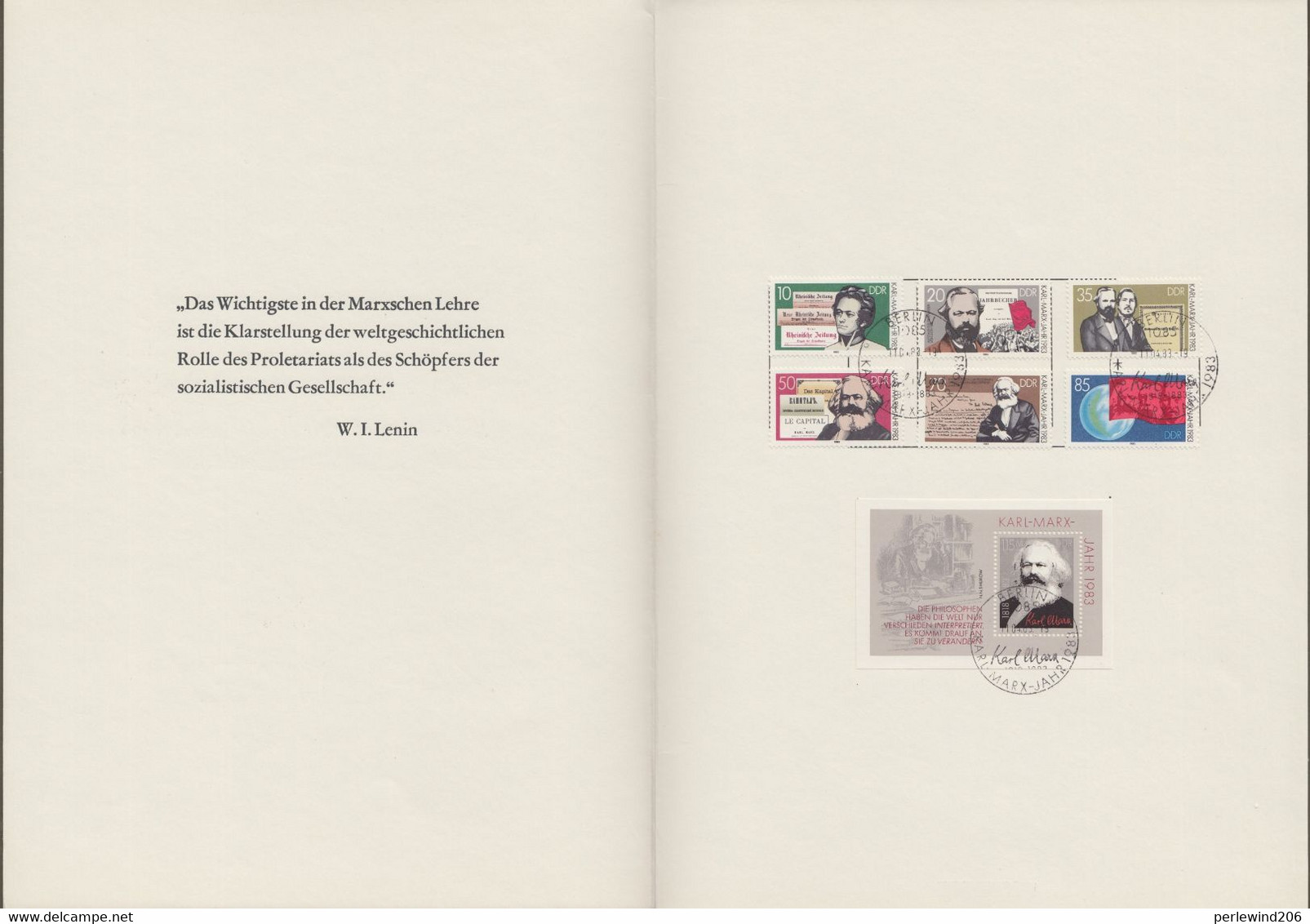 DDR: Gedenkblatt Mit Mi-Nr. 2783-88 U. 2789 Bl. 71 ESST: „ 100. Todestag Karl Marx 1818-83 " !   X - Covers & Documents