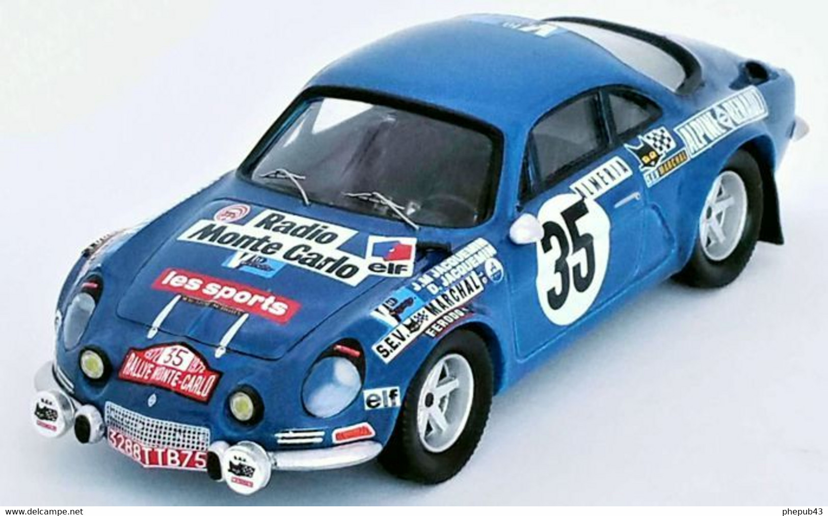 Alpine Renault A110 - Radio Monte Carlo - J-M. Jacquemin/D. Jacquemin-Lebeau - Rallye Monte Carlo 1972 #35 - Troféu - Trofeu