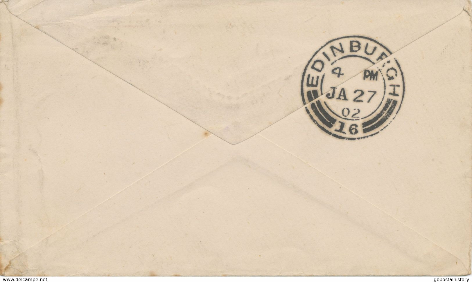 GB 1902 QV 1d pink envelope w Duplex "CHELSEA / S.W. / 11 / 7"  to EDINBURGH (POSTMARK-ERROR)