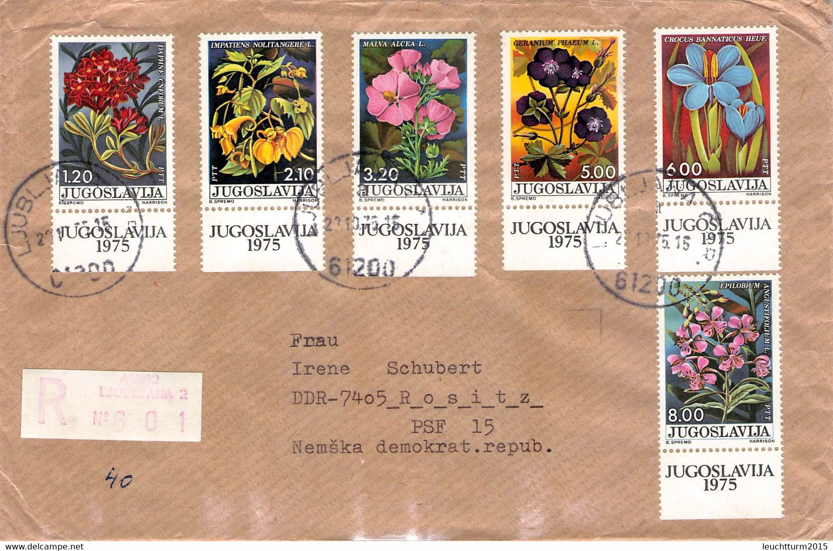 JUGOSLAVIJA - REGISTERED MAIL 1975 LJUBLJANA > ROSITZ/DDR / ZL315 - Briefe U. Dokumente