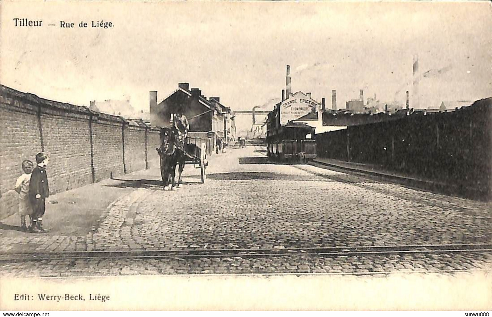 Tilleur - Rue De Liège (animée Tram Tramway Edit. Werry Beck 1907) - Saint-Nicolas
