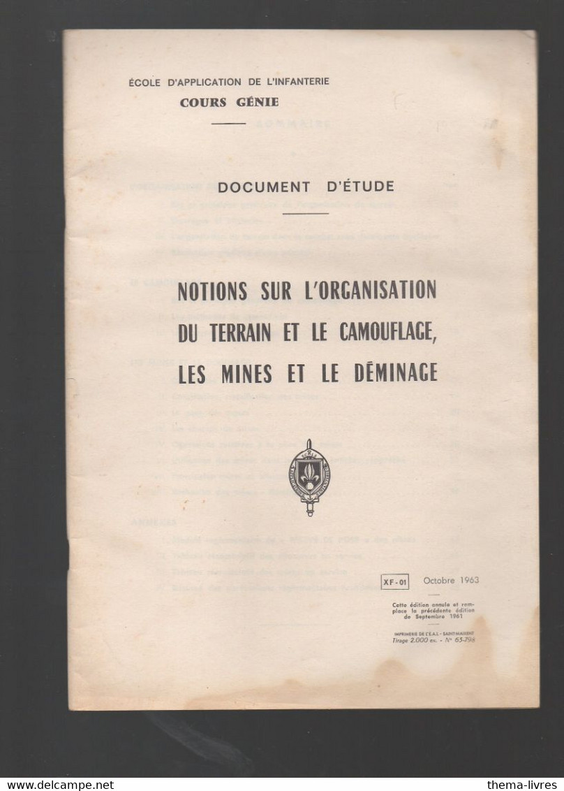 Notions Sur L'organisation Du Terrain Et Le Camouflage, Les Mines Et Le Déminage  1963 (M3973) - Français