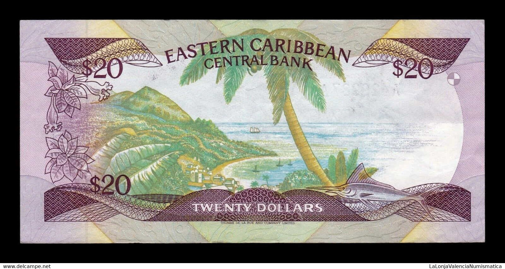 Estados Caribe East Caribbean Antigua 20 Dollars 1988 Pick 24a (1) MBC+ VF+ - East Carribeans