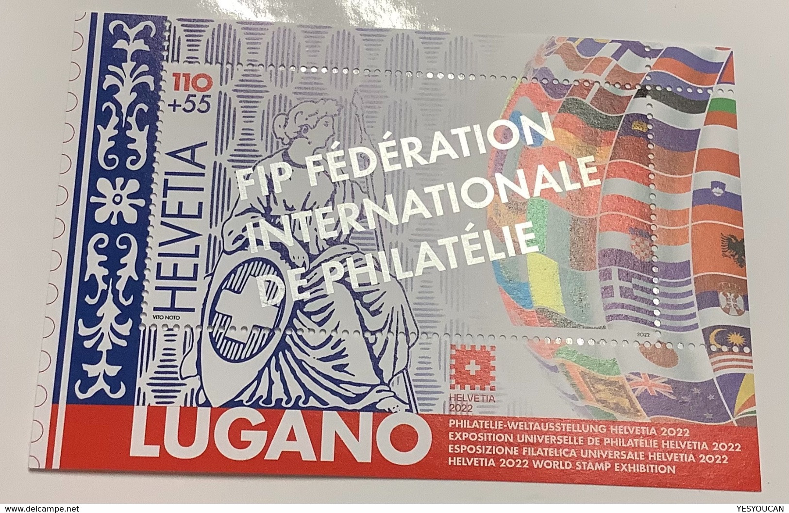 RARITÄT ! "FIP" AUFDRUCK Block  Weltausstellung Helvetia 2022 Lugano (Schweiz Rare Miniature Sheet Stamp Exhibition - Blocs & Feuillets