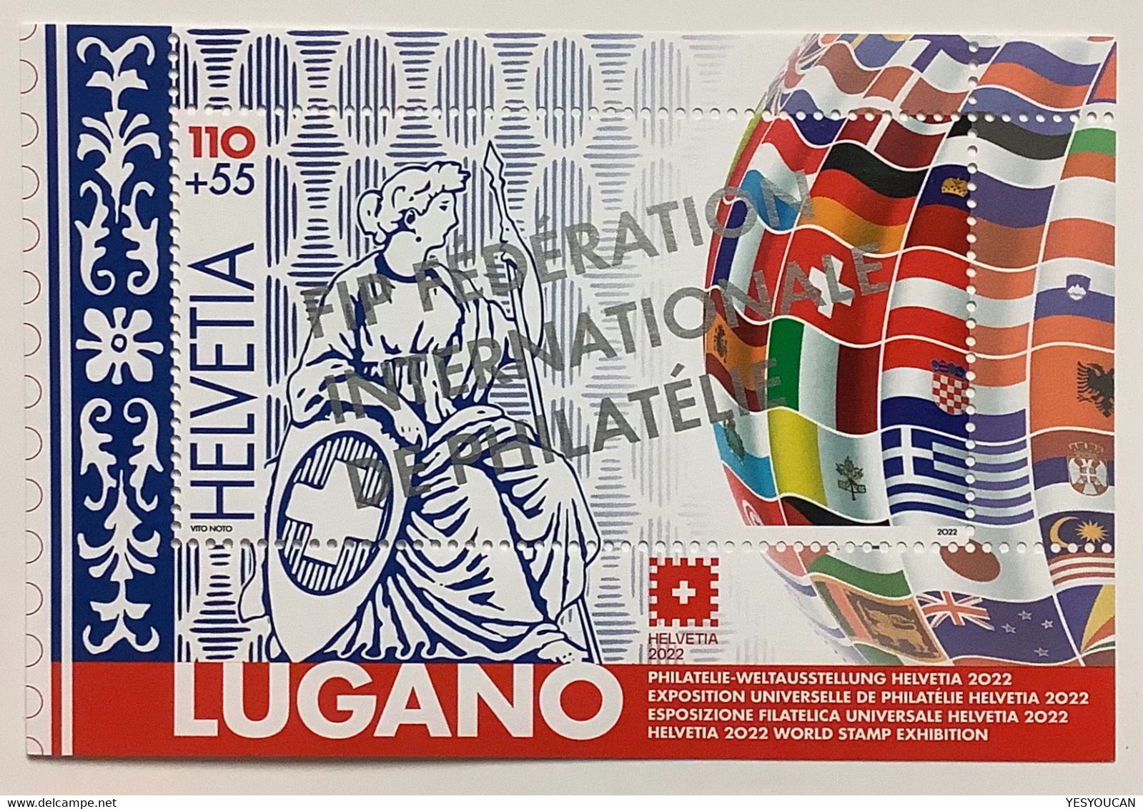RARITÄT ! "FIP" AUFDRUCK Block  Weltausstellung Helvetia 2022 Lugano (Schweiz Rare Miniature Sheet Stamp Exhibition - Blokken