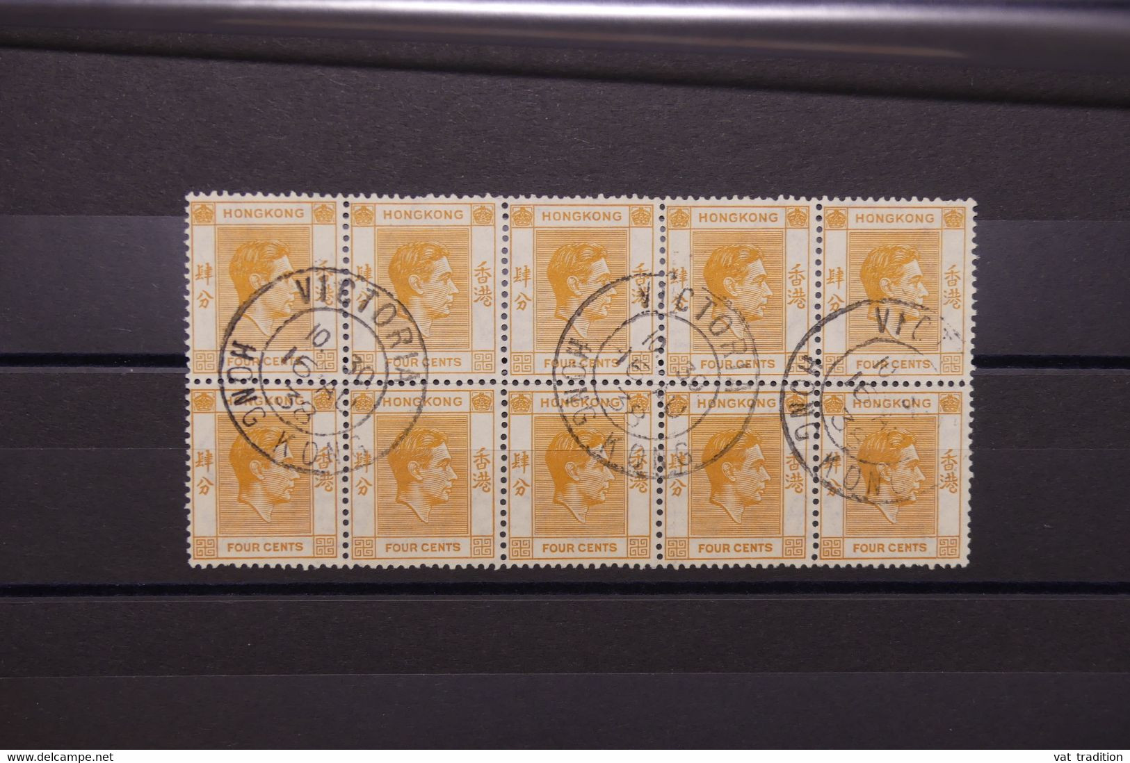 HONG KONG - George VI 4c. En Bloc De 10 Oblitérés En 1938 - L 122555 - Usados