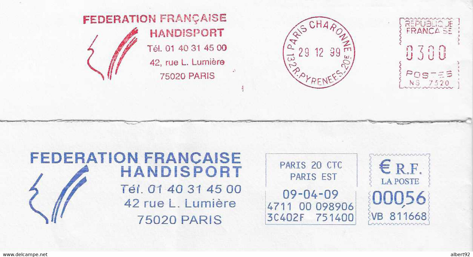 1999 / 2009 Deux EMA Fédération Française Handisport (NS 7420 / VB 811668) - Handisport