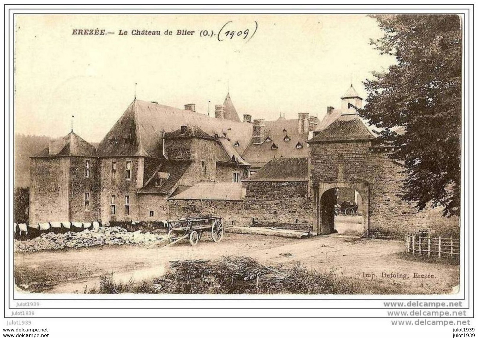 BLIER ..-- EREZEE ..--  Le Château . 1909 Vers MARCHE ( Melle Jeanne BRASSEUR ) . Voir Verso . - Erezée