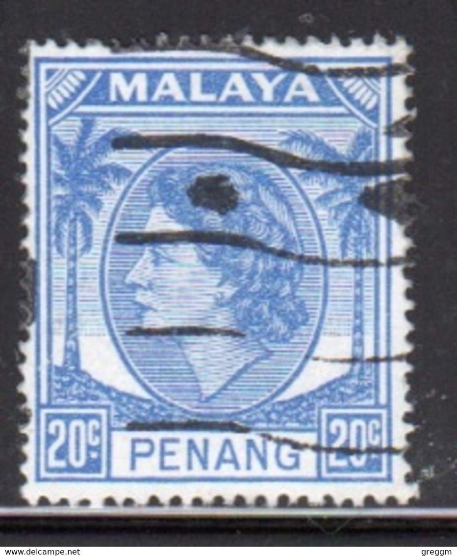 Malaya Penang 1954 Queen Elizabeth II Single 20c Stamp In Fine Used - Penang