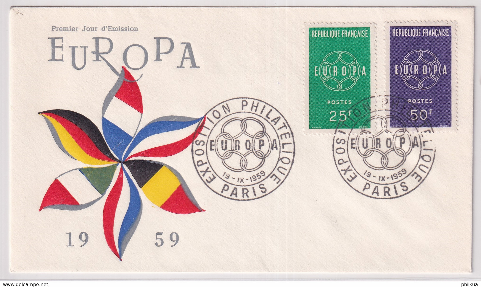 MiNr. 1262 - 1263  Frankreich 1959, 19. Sept. Europa - Illustriertes FDC - 1959