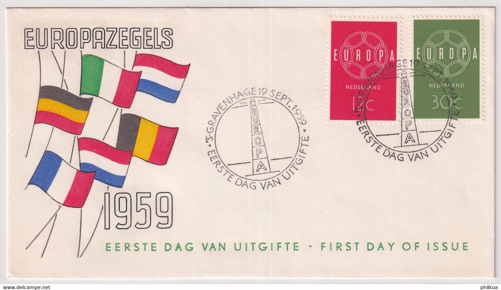 MiNr. 735 - 736  Niederlande 1959, 19. Sept. Europa - Illustriertes FDC - 1959