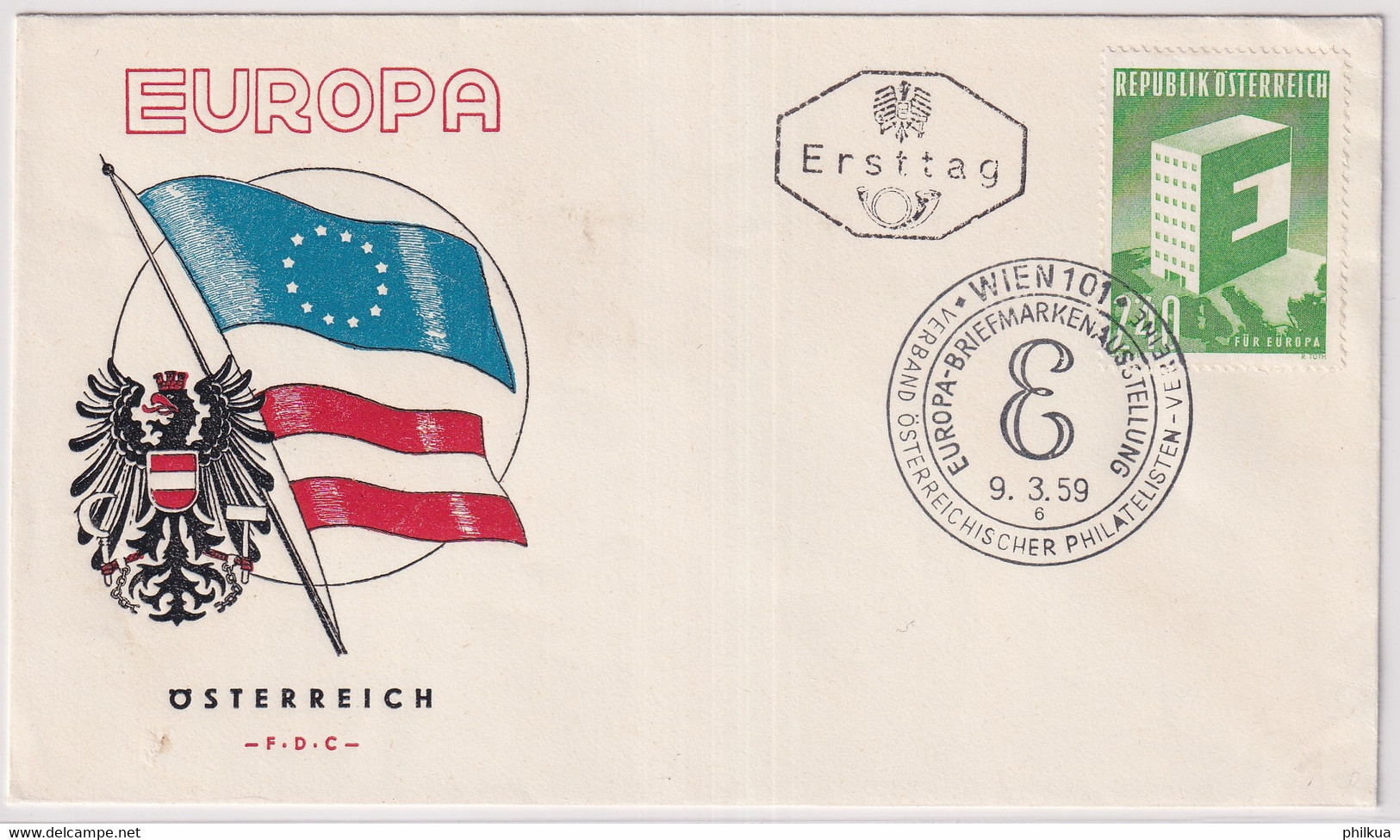 MiNr. 1059 Österreich 1959, 9. März. Europa - Illustriertes FDC - 1959