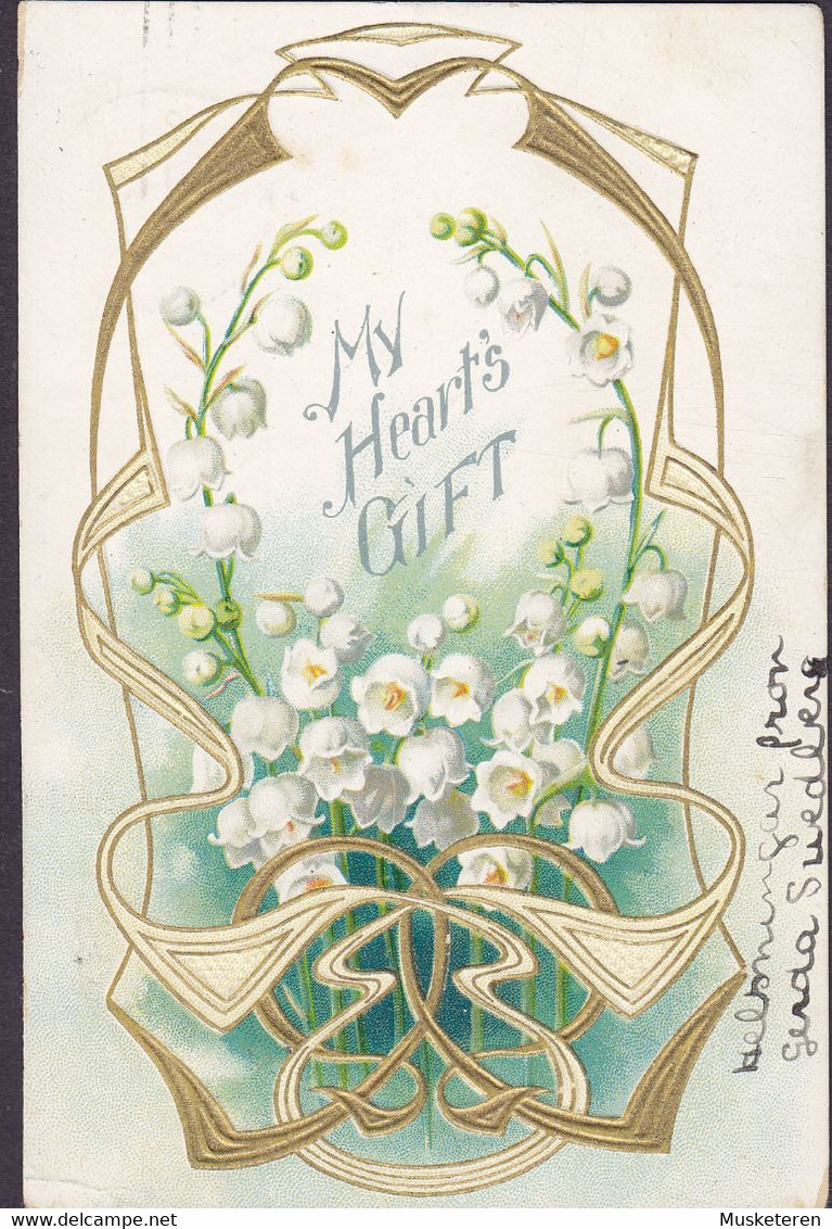 United States PPC (Embossed, Geprägt) My Heart's GIFT, WORCHESTER Mass. 1906 ÅMÅL (Arr.) Sweden (2 Scans) - Thanksgiving